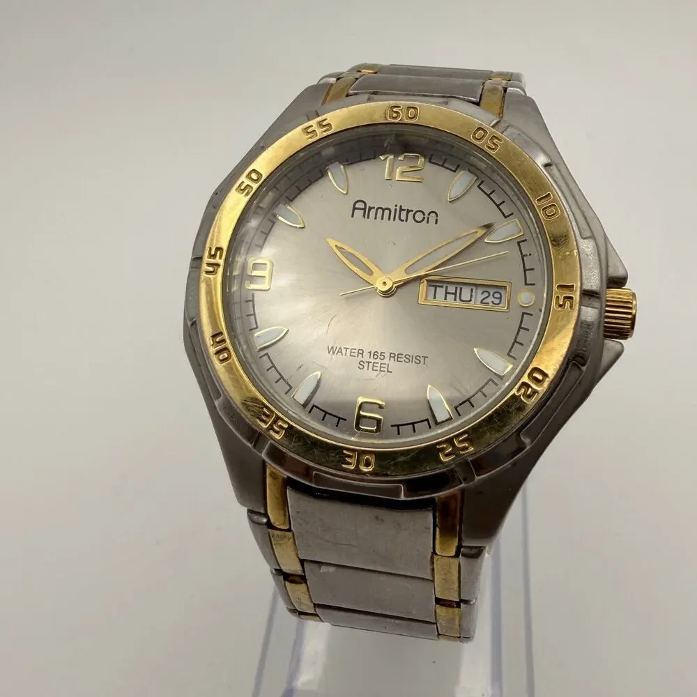 Elegant Vintage Armitron Crissal Men's Two-Tone Watch Working